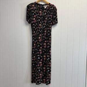 Vintage R & K Originals Rayon Boho Cottage Garden Maxi Dress Size‎ 16 Bloomcore